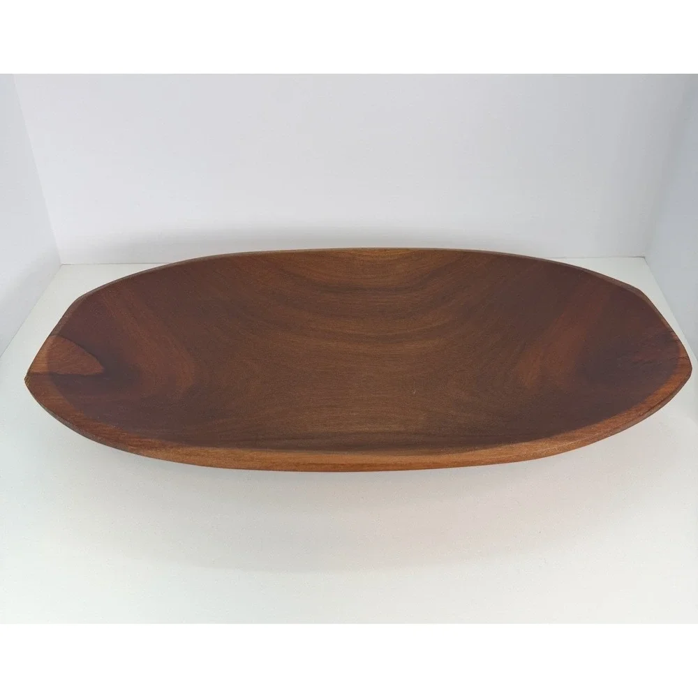 Hand Carved Teak Wood Decorative Bowl Fruit Bowl, Trinket Bowl Minimalist